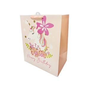 Bows And Sparkles Xlarge 'Happy Birthday' Unicorn Gift Bag with Tag Pink - 1 of 3