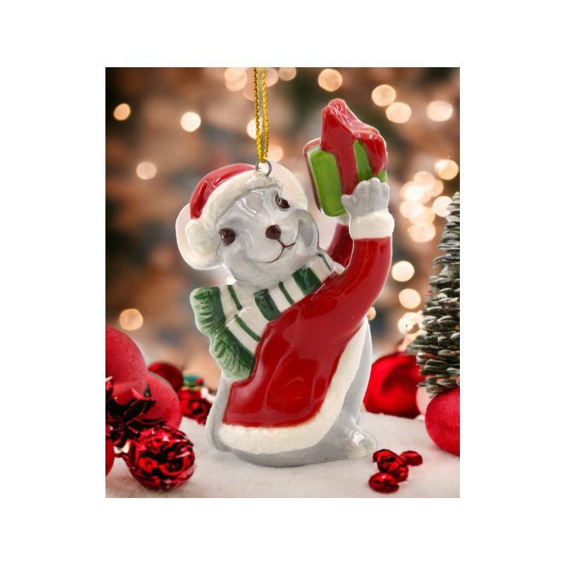 Kevins Gift Shoppe Ceramic Christmas Mouse With Gift Ornament, 4 of 5