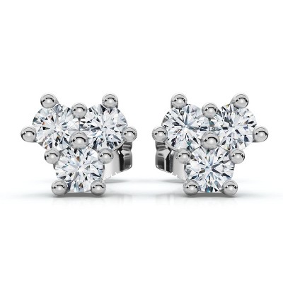 Pompeii3 Mini Trio Diamond Studs 14k Gold Lab Created Women's Earrings