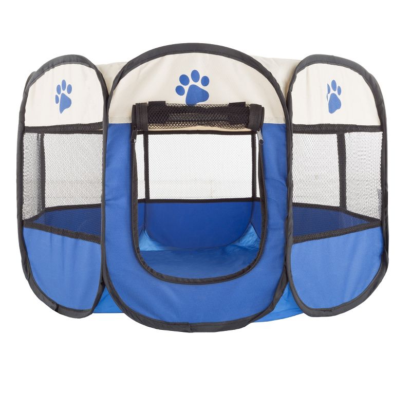 Pet Adobe Pop-Up Pet Playpen With Carrying Case – Portable Indoor/Outdoor Pet Enclosure - Blue, 1 of 7