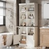 70" Slim Freestanding Bathroom Storage Cabinet with Door and Adjustable Open Shelves – Tall Narrow Floor Cabinet, Oak - 4 of 4