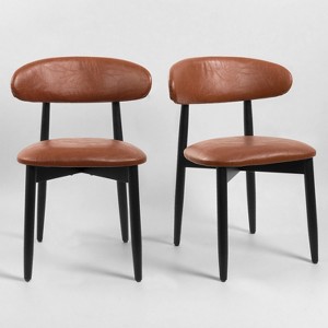 Art Leon Set of 2 Faux Leather Accent Dining Chairs with Solid Wood Frame - 1 of 4