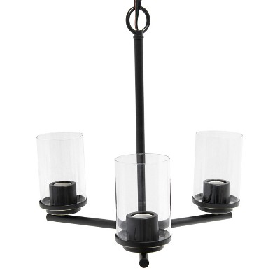 Restoration Bronze 3-Light 15" Classic Pendant Chandelier with Clear Glass