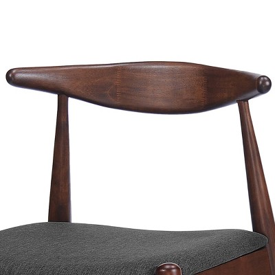 Set of 2 Charcoal Upholstered Walnut Wood Side Chairs