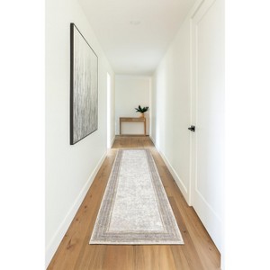 Home Mart Goods Beige Grey Cream Distressed Modern Thick Plush Runner Rug - 2'6" x 10' - 1 of 4