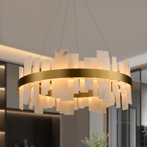 CityFurn 23.6"/31" Modern LED Alabaster Round Chandelier for Dining Room - 1 of 4