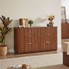 ORRD 6-Drawer Dresser | 55" Wide Modern Chest with Curved Wave Design | Walnut | 55.12''W x 15.75''D x 31.5''H - 2 of 4