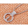 Anna-Kaci Women's Circular Crystal Pendant Necklace, Modern and Chic Design with Adjustable Chain, Ideal for Formal Events - Bars - 3 of 4