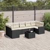 vidaXL Patio Sofa Set with Cushions Outdoor Furniture 8 Piece Poly Rattan - Black and Cream - 2 of 4