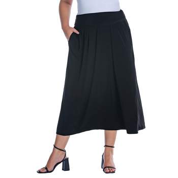 24seven Comfort Apparel Foldover Plus Size Maxi Skirt With Pockets