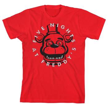 Five Nights at Freddy's Freddy Fazbear Face Line Art Boy's Red T-shirt
