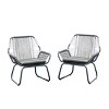 Set of 2 Gray PE Rattan Outdoor Club Chairs with Cushions and Steel Frame,Water-Resistant Patio Lounge Seating-Cuddlewood - 3 of 4