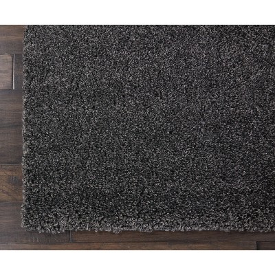 Dark Grey Rectangular Shag Rug with Latex Backing