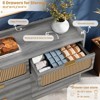 6 Drawer Double Dresser for Bedroom, Modern Chest of Drawers with Rattan Accents, Wooden Storage Organizer for Living Room, Hallway, Entryway - 4 of 4