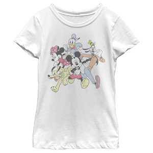 Girl's Mickey & Friends Running Group Shot T-Shirt - 1 of 4