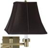 Barnes and Ivy Modern Swing Arm Wall Lamp Antique Brass Plug-In Light Fixture Black Square Shade for Bedroom Living Room Reading - 2 of 4