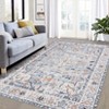 Washable Vintage Printed Rug Non Slip Low Pile Rug Soft Throw Floor Cover Foldable Indoor Carpet for Living Room Bedroom - 2 of 4