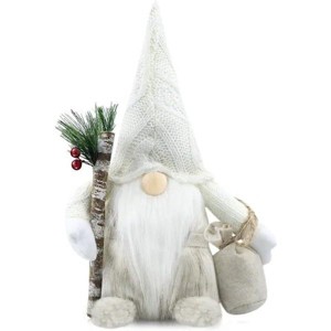 Christmas Gnomes Plush Decorations Handmade Scandinavian Tomte Stuffed Santa w/ Branch and Bag Xmas Decor for Home Kitchen Farmhouse Tiered Tray - 1 of 4