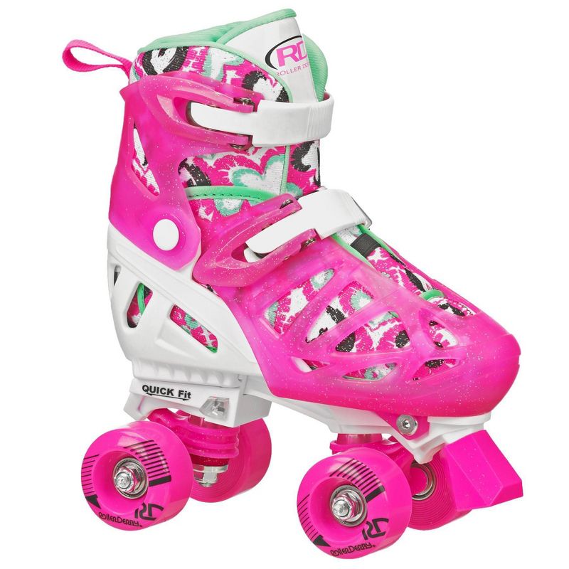 	Roller Derby Trac Star Youth Kids' Adjustable Roller Skate - White/Pink, 1 of 7