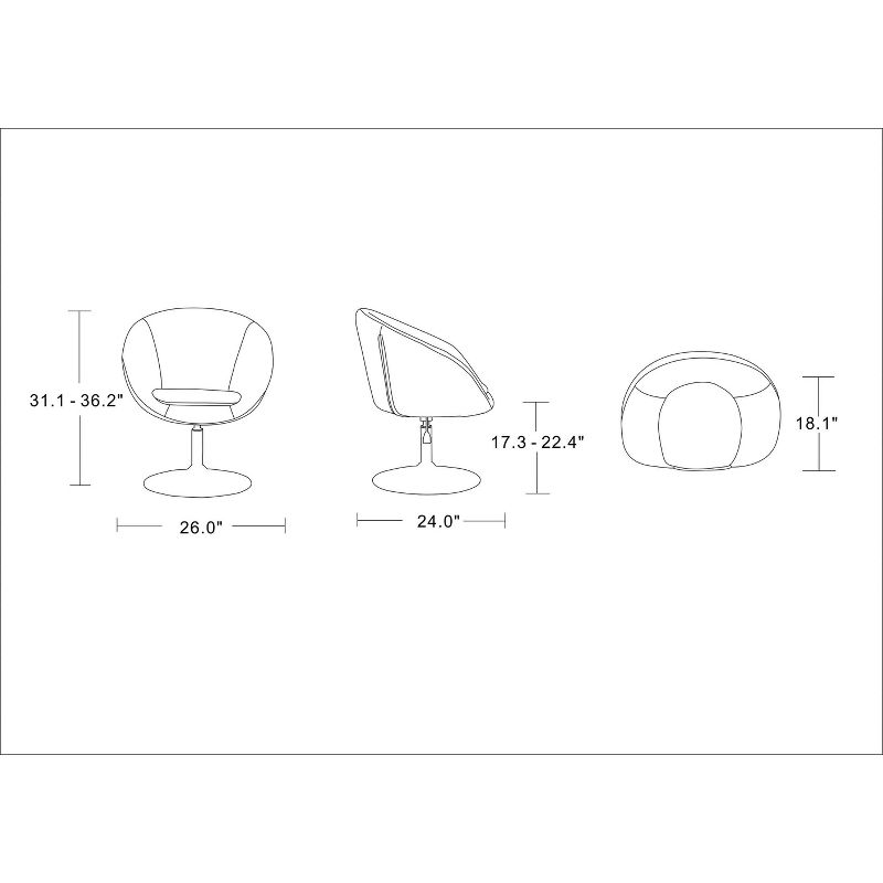 Set of 2 Hopper Wool Blend Adjustable Height Chairs - Manhattan Comfort, 4 of 8