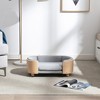 Akoasm 26.4 in. W Small Elevated Dog Bed with Solid Wood Legs, Bentwood Backrest & Velvet Cushion-Light Gray - 2 of 4