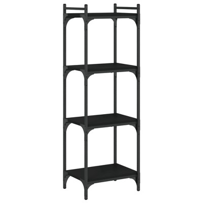 vidaXL 4-Tier Black Bookcase - Engineered Wood and Metal Frame - Adjustable Feet for Stability