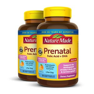 Nature Made 2 Pack/90ct Each Prenatal with Folic Acid + DHA, Prenatal Vitamin and Mineral Supplement Softgels - 1 of 4
