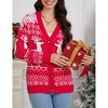 Women's Christmas Ugly Cardigans Sweater Ribbed Kint Open Front Long Sleeve Button Down Sweaters Cardigan - 4 of 4