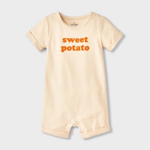 Baby Sweet Potato Shorts Sleeve Romper - Cat & Jack™ Cream - 1 of 4