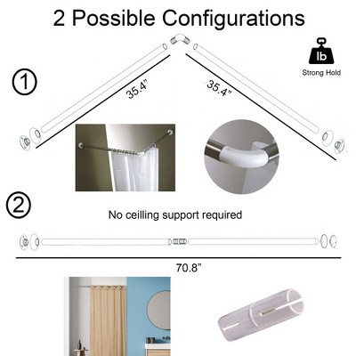 35.4'' Stainless Steel Wall-Mounted L-Shaped Shower Curtain Rod