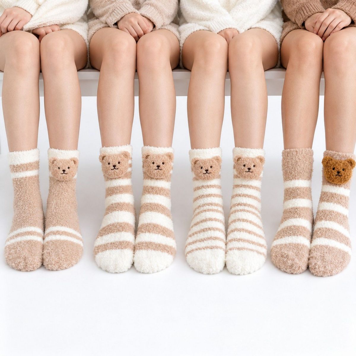 Anna-Kaci Bear Fuzzy Crew Socks 4-Pair Set US 5-10.5 - thumbnail 7