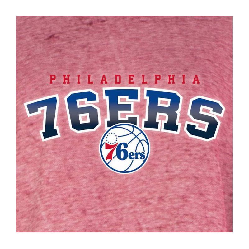 NBA Philadelphia 76ers Women&#39;s Ombre Arch Print Burnout Crew Neck Fleece Sweatshirt, 4 of 5