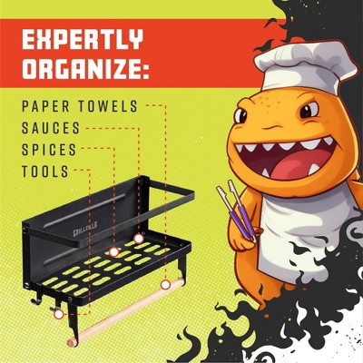 Grillzilla Black Powder-Coated Magnetic Grill Caddy