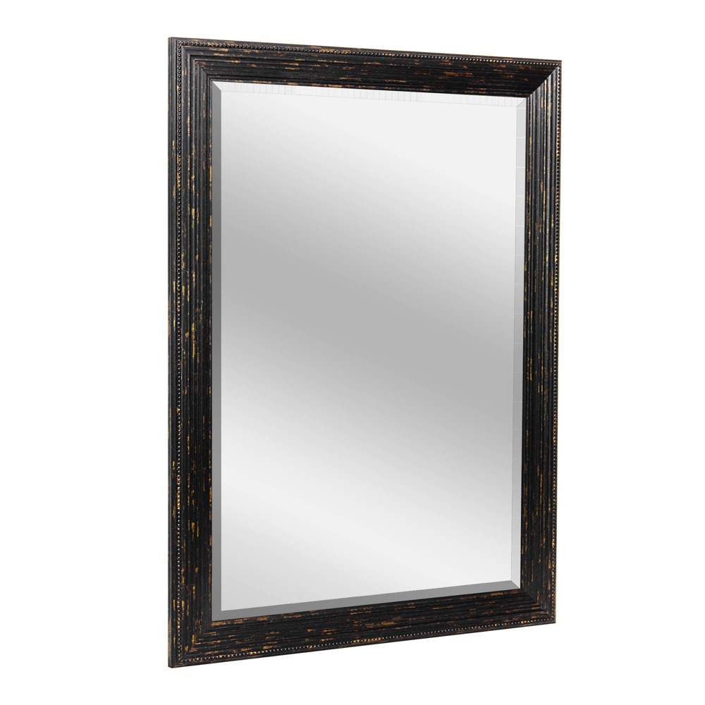 Photos - Wall Mirror 27.5" x 33.5" Beaded Wash Frame Mirror Black - Head West: Transitional Des