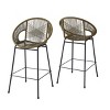 Set of 2 PE Wicker Outdoor Bar Stools with Curved Backrest, Metal Frame Counter Height Chairs for Patio, Deck, or Balcony-Maison Boucle - 3 of 4