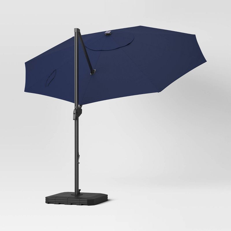 11' Round Offset Solar Outdoor Patio Cantilever Umbrella with Black Pole - Threshold™, 4 of 6