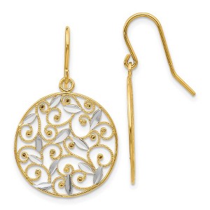 Black Bow Jewelry 19mm Two Tone Filigree Circle Dangle Earrings in 14k Gold - 1 of 4