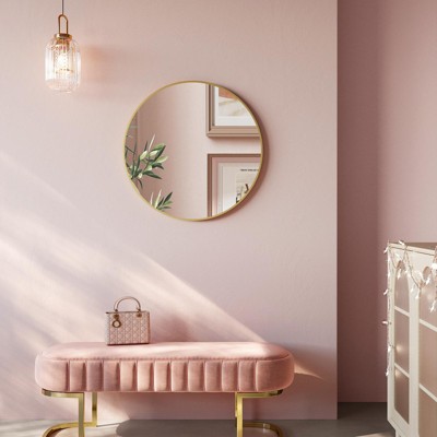 LEDREM 24-Inch Gold Round Bathroom Mirror, Metal Frame, Easy Install, Wall Mirror for Entryway, Living Room - Elegance Reflected