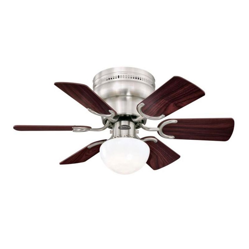 Westinghouse Hadley 30 Inch Brushed Nickel Finish Ceiling Fan with 6 Reversible Blades and Bowl Light Kit with 1 Candelabra Base Light Bulb, 1 of 7