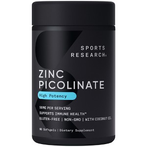 Sports Research Zinc Picolinate, High Potency , 50 mg, 60 Softgels - 1 of 4