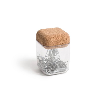 U Brands Magnetic Paper Clip Holder Natural Cork Top