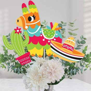 Big Dot of Happiness Pinata Party - Colorful Fiesta Centerpiece Sticks - Table Toppers - Set of 15