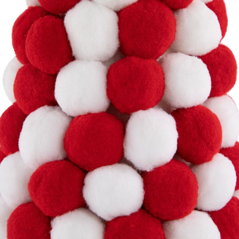 Northlight 13" White and Red Pom Pom Tree Christmas Table Decoration, 5 of 7