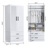 Keloyid White Wood 31.5 in. Armoire with 2 Drawers and 4 Shelves - 3 of 4