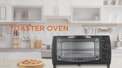 Black 4-Slice Mechanical Toaster Oven with Broiler and Rotisserie