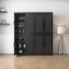 72"x62"x16" Wood Grain Buffet Cabinet in Black, Storage Organizer with Adjustable Shelves and Rattan Doors for Kitchen Bedroom Entryway Living Room - 3 of 4