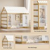 Twin Size Floor Bed with 2 Movable Wardrobes and Low Design,Platform Bed Frame W/Roof & Slat,Floor House Bed frame for Kids, Easy Assembly - 3 of 4