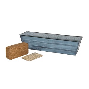 ACHLA Designs Rectangular Steel Planter Box: 22"x66"x5", Outdoor Garden Kit with Coir, Crab Shell & Kelp Meal - 1 of 4