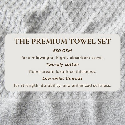 Light Gray Cotton Quick-Dry Textured Bath Towel Set (Pack of 4)
