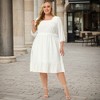 Agnes Orinda Women's Plus Size Square Neck Swiss Dots Wedding Empire Waist Ruffle Hem Chiffon Midi Dresses - 3 of 4